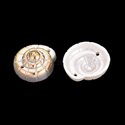Abs プラスチック模造パール コネクタ チャーム  コンクリンクス  ゴールドライン入り  乳白色  24.5x23x11mm  穴：1.8mm  約413個/500g&nbsp;PL-N007-30
