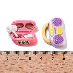 かわいい不透明樹脂デコデンカボション  イヤホン/ピアノ/蓄音機  混合図形  21~28x21.5~29x5.5~8mm&nbsp;RESI-S02-11