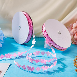 20 ヤード マランの花と蝶のポリエステル レース トリム  蝶のトリミング  パールピンク  13~15mm&nbsp;OCOR-TAC0016-18C