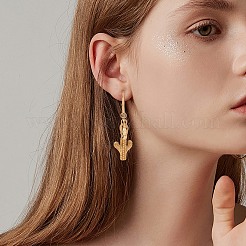 サボテン真鍮ダングルハギーフープピアス  女性用クリアキュービックジルコニアドロップシャンデリアピアス  ゴールドカラー  35mm  ピン：0.8mm&nbsp;EJEW-SW00001-05