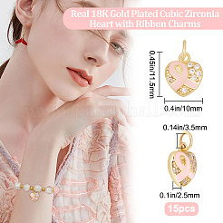 15Pcs Brass Micro Pave Clear Cubic Zirconia Pendants&nbsp;KK-BBC0004-72