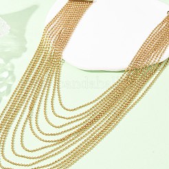 304ステンレススチールボールチェーン多層ネックレス（女性用）  イオンプレーティング（ip）  ゴールドカラー  20.79インチ（52.8cm）&nbsp;NJEW-G194-02G