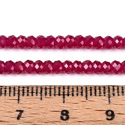 研究室で作られた赤いコランダムビーズ連売り  多面カット  ロンデル  3x2mm  穴：0.5mm  約180個/連  15.35インチ（39cm）&nbsp;G-G106-A45-06