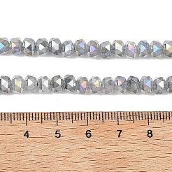 ジェイド風ガラスビーズ連売り  ロンデル  ABカラーメッキ  多面カット  グレー  6x4~4.5mm  穴：1.2mm  約89~92個/連  14.53~14.76''（36.9~37.5センチメートル）&nbsp;EGLA-F167-03A-05