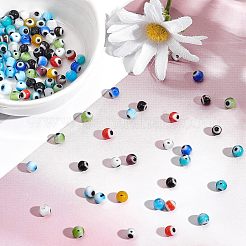 150 Pcs 10 Colors Handmade Evil Eye Lampwork Round Beads&nbsp;LAMP-NB0001-29