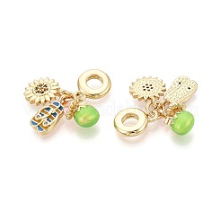 Brass Micro Pave Colorful Cubic Zirconia and Enamel European Dangle Charms&nbsp;KK-T079-80G