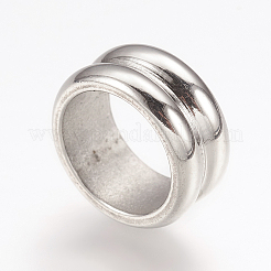 変色しにくい304ステンレススチールビーズ  大穴ビーズ  溝付き  コラム  ステンレス鋼色  11x5mm  穴：8mm&nbsp;STAS-G164-02P