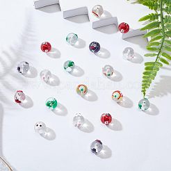 20個入り5種類の透明ガラスエナメルビーズ  手描きのビーズ  ラウンド  ミックスカラー  12.5~14x12~12.5x11.5~12mm  穴：1.6~2mm  4個/スタイル&nbsp;GLAA-FH0001-47