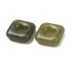 天然ミャンマー産翡翠の連結リング  正方形  15x15x6mm  内径：3.5mm&nbsp;G-Z155-12