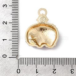 合金ラインストーンペンダント  エナメル  象  ゴールドカラー  ミックスカラー  23x19x5mm  穴：3mm&nbsp;FIND-H055-07G