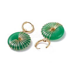 Donut Natural Malaysia Jade Dangle Hoop Earrings&nbsp;EJEW-JE04746