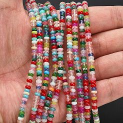 天然石ホワイトジェイドビーズ連売り  染め  ロンデル  ミックスカラー  4x1.5mm  穴：0.7mm  約155個/連  14.96''（38センチメートル）&nbsp;G-L635-A02-4x2mm-03