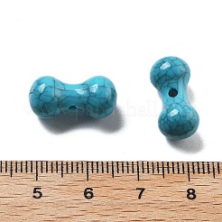 アクリルビーズ  模造ターコイズビーズ  ダンベル  ダークターコイズ  9x17.5x9mm  穴：1.6mm  657個/ 500g&nbsp;OACR-Q016-15A