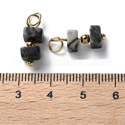 天然ネットストーンの立方体ビーズペンダント  304ステンレススチールループ付き  ゴールドカラー  17~17.5x5.5~6x5.5~6mm  穴：3.5mm&nbsp;STAS-C120-02G-01