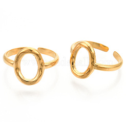 Ion Plating(IP) 304 Stainless Steel Hollow Oval Cuff Rings&nbsp;X-RJEW-N038-120LG