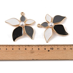 合金エナメルビッグサイズペンダントトップ  ABSの模造パールと  花のチャーム  ラックめっき  ゴールドカラー  カラフル  50.5x48.5x9.5mm  穴：2.5mm&nbsp;AL-CBAA786-09G-B