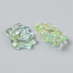 手作りランプワークビーズ  2つのトーン  蓮  淡緑色  15.5x20.5x7mm  穴：1.4mm&nbsp;LAMP-CJC0022-01F