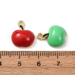 フルーツ合金エナメルペンダント  ゴールドカラー  りんごチャーム  16x12.5x10mm  穴：1mm&nbsp;ENAM-F161-01A