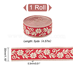 Ethnic Style Flower Pattern Polyester Ribbon&nbsp;OCOR-WH0047-48