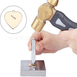 真鍮チャーム  空白タグのスタンプ  ハート  18KGP本金メッキ  23x22.5x1mm  穴：1mm  16個/箱&nbsp;KK-FH0001-04G