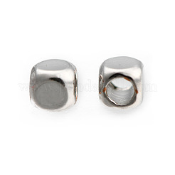 ラックメッキ真鍮スペーサービーズ  長持ちメッキ  キューブ  18k本金プラチナメッキ  1.8x1.8x1.8mm  穴：1.2mm&nbsp;KK-F801-11-P