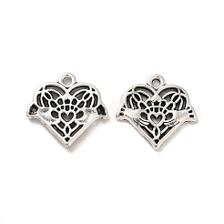 合金のチベット風チャーム  ハートとハンドチャーム  アンティークシルバー  20x20.5x2mm  穴：1.6mm  約284個/500g&nbsp;TIBE-B001-63AS