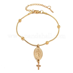 Catholic Rosary Style 304 Stainless Steel Charm Bracelets&nbsp;SA-CBA7739-01G