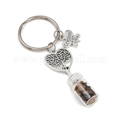 7Pcs 7 Styles Glass Bottle with Chakra Gemstone Chip Inside Keychains&nbsp;KEYC-JKC01393-02