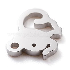 変色しない304ステンレススチールチャーム  高光沢レーザーカット  象  ステンレス鋼色  12x11x1.5mm  穴：1.2mm&nbsp;STAS-Y002-12P