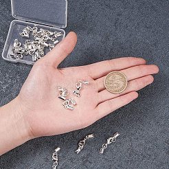 クリップエンド付きラックメッキ真鍮カニカン  ジュエリーには素敵な  銀  33x4~5mm  20セット /箱&nbsp;KK-PH0035-33S