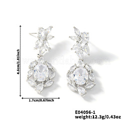 Elegant and Simple Brass Clear Cubic Zirconia Flower Tassel Stud Earrings&nbsp;GP2120-1