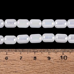 電気メッキジェイド風ガラスビーズ連売り  ナツメ  ABカラーメッキ  ホワイトスモーク  9x6mm  穴：0.6~0.8mm  約41~44個/連  14.57~15.55インチ（37~39.5cm）&nbsp;EGLA-Q132-03B-B01