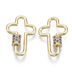 Brass Micro Pave Cubic Zirconia Screw Carabiner Lock Charms&nbsp;KK-R136-070F-NF