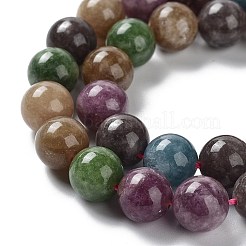 天然の天然翡翠ビーズ連売りを染めた  ラウンド  カラフル  10mm  穴：1.2mm  約18~19個/連  7.09~7.48インチ（18~19cm）&nbsp;G-G021-01C-02