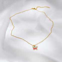 Bohemian Stainless Steel Enamel Colorful Butterfly Pendant Necklaces for Women&nbsp;QL5558-1