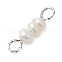 Natural Freshwater Pearl Rondelle Beaded Connector Charms&nbsp;PALLOY-JF05011-02