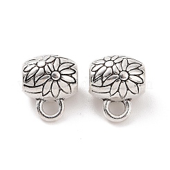チベットスタイルの合金チューブベイル  ループベイル  花付きチューブ  アンティークシルバー  10x8.5x7mm  穴：1.8mm  内径：3.2mm  925個/ 1000g&nbsp;FIND-H038-40AS