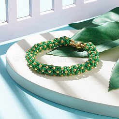 Glass Seed Beaded Bracelet with Brass Magnetic Clasp&nbsp;BJEW-JB07802-02