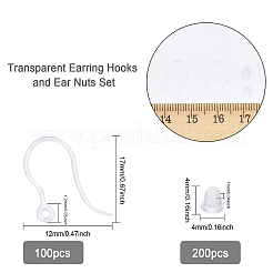 100Pcs Transparent Resin Earring Hooks&nbsp;RESI-CA0001-49
