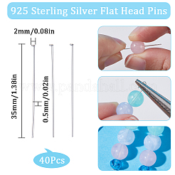 40Pcs 925 Sterling Silver Flat Head Pins&nbsp;STER-SC0001-23B