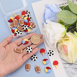 64Pcs 4 Styles Sports Theme Opaque Resin Cabochons&nbsp;RESI-CA0001-64