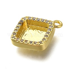 Rack Plating Brass Micro Pave Clear Cubic Zirconia Pendant Cabochon Settings&nbsp;KK-NH0001-19G