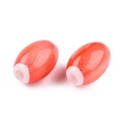 手作りランプワークビーズ連売り  オーバル  トマト  10.5~11.5x7.5~8mm  穴：1.2~2mm  約34~37個/連  15.75インチ〜15.94インチ（40~40.5cm）&nbsp;LAMP-N023-004-10