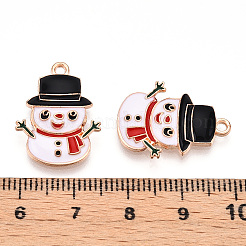 クリスマステーマ合金エナメルペンダント  ライトゴールド  雪だるま  22x16x2.5mm  穴：1.6mm&nbsp;ENAM-N056-403F
