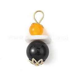 3Pcs 3 Styles Natural Green Aventurine & Black Onyx & White Jade & Malaysia Jade Pendants&nbsp;PALLOY-JF04710