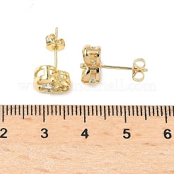 真鍮マイクロペーブクリアキュービックジルコニアスタッドピアス  カドミウムフリー＆鉛フリー  ハート  18KGP本金メッキ  8.5x10mm&nbsp;EJEW-D323-06G