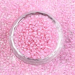 12/0 ガラスシードビーズ  透明インサイドカラー  丸い穴  ラウンド  パールピンク  12/0  2~2.5x1.5~2mm  穴：0.8mm  約6666個/100g&nbsp;X1-SEED-A014-2mm-137