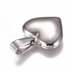 変色しにくい304ステンレススチールペンダント  ハート  ステンレス鋼色  19.5x20x5.5mm  穴：10x4.5mm&nbsp;X-STAS-I135-19P