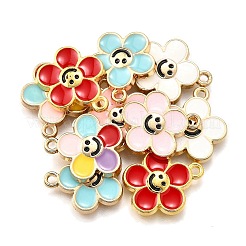 10個5スタイルアロイエナメルペンダント  ゴールドカラー  笑顔の花チャーム  ミックスカラー  15~15.5x14x2mm  穴：1.4mm  2個/スタイル&nbsp;ENAM-FP0002-45