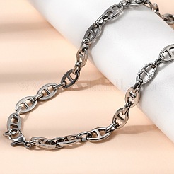 304ステンレススチール製アンカーチェーンブレスレット＆ネックレスジュエリーセット  カニカン付き  ステンレス鋼色  600mm&nbsp;SJEW-L199-16P